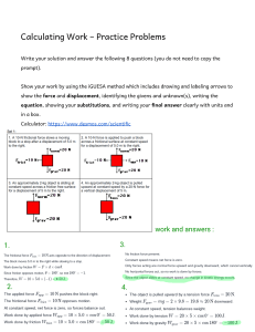 Calculating Work Practice Problems Worksheet