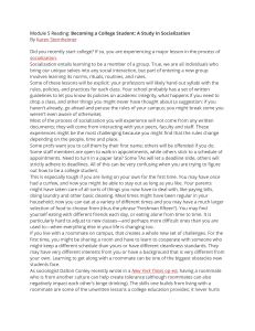 Becoming a College Student: Socialization Study