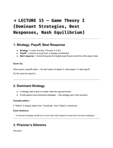 Lecture 15: Game Theory I &ndash; Dominant Strategies & Nash Equilibrium