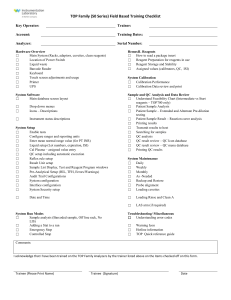 TOP Family 50 Series Training Checklist