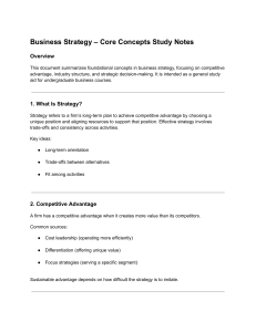 Business Strategy Core Concepts Study Notes