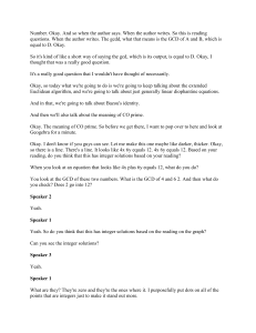 Linear Diophantine Equations Lecture Transcript