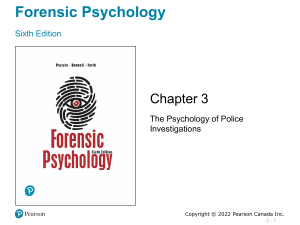 Forensic Psychology Chapter 3: Police Investigations