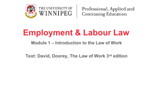 Employment & Labour Law Module 1: Introduction