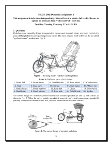 MECH 2302 Dynamics Assignment 2: Rickshaw Power Transmission