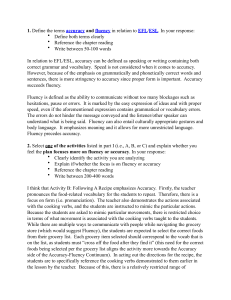 EFL/ESL Teaching Methodologies: Accuracy, Fluency & Activities