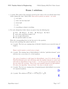 CS2413 Exam 1 Solutions - Algorithms