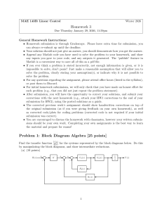 MAE 143B Linear Control Homework 3: Block Diagram & Control Design