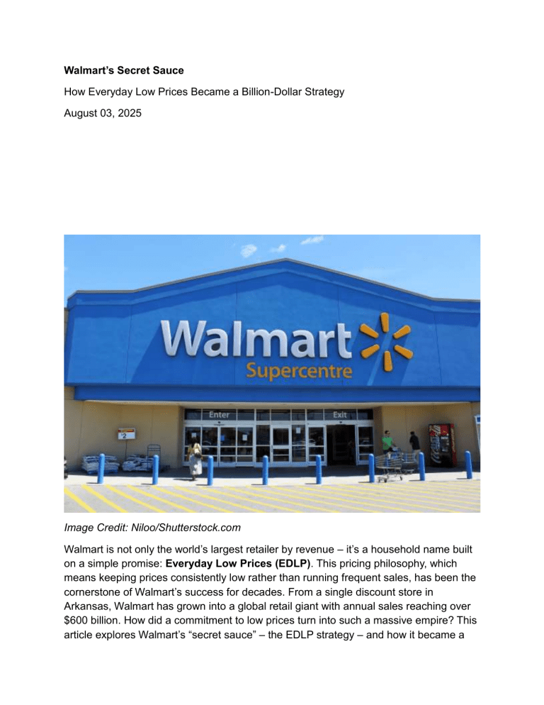 Walmart's Secret Sauce: EDLP Pricing Strategy