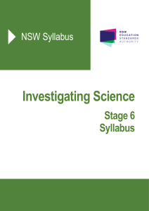 NSW Investigating Science Stage 6 Syllabus