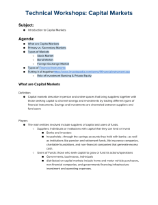 Technical Workshops: Capital Markets
