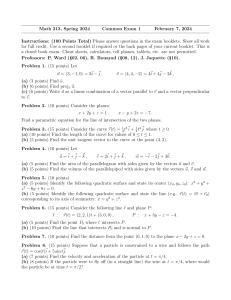 Math 213 Exam 1: Vector Calculus Problems