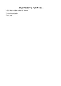 Introduction to Functions Study Notes