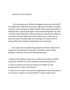 Senior High School Students' ChatGPT Essay Writing Perspectives
