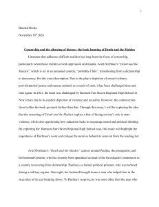 Censorship and the Silencing of History: The Book Banning of Death and the Maiden