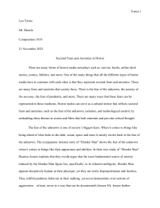 Societal Fears and Anxieties in Horror