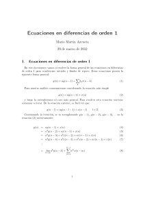 Ecuaciones en diferencias de orden 1: Soluci&oacute;n y Respuesta al Impulso