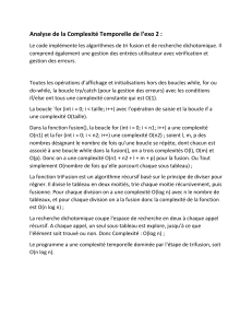Analyse de la complexit&eacute; temporelle de l'exercice 2