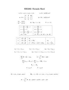 ME2202 F&oacute;rmula: F&oacute;rmulas de Mec&aacute;nica de Ingenier&iacute;a