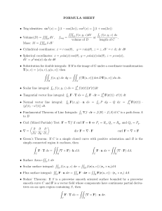 Math 2551 Formula Sheet: Multivariable Calculus Theorems & Identities