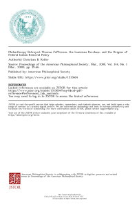 Philanthropy Betrayed: Jefferson, Louisiana Purchase, and Indian Removal Origins