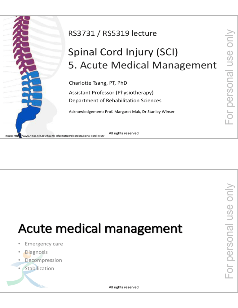 Acute Medical Management of Spinal Cord Injury Lecture