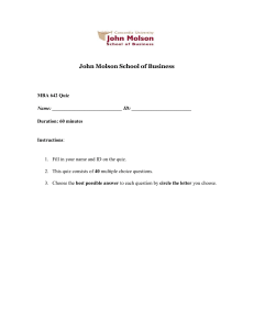 MBA 642 Quiz - John Molson School of Business