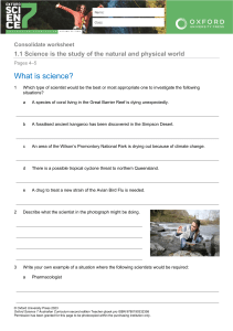 Science Worksheet: Types of Scientists (Oxford Science 7)