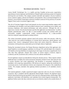 Recruitment & Selection Case Study: Aurora Health