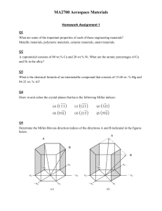 MA2700 Aerospace Materials Homework Assignment 1