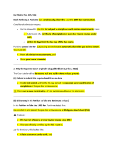 Bar Matter 979, 986: Purisima's Bar Admission Case