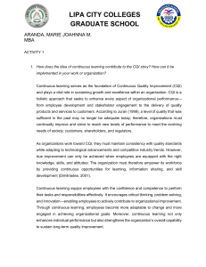 MBA Activity 1: Continuous Quality Improvement