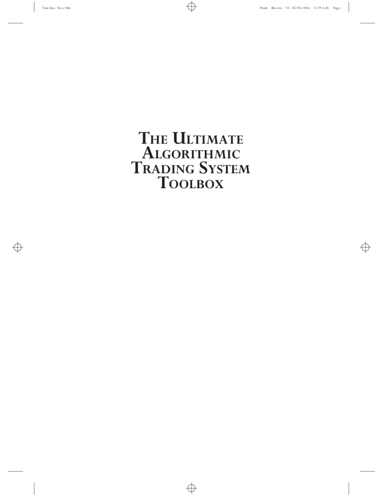 The Ultimate Algorithmic Trading System Toolbox: A Guide to Algorithmic ...