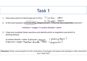 Science Worksheet: Carbon Cycle & Chemical Reactions
