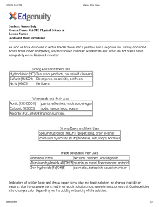 Acids and Bases in Solution - Physical Science Lesson