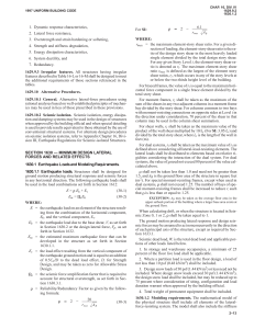 1997 Uniform Building Code: Earthquake Loads & Modeling