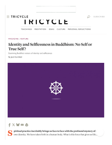 Identity and Selflessness in Buddhism: No Self or True Self?