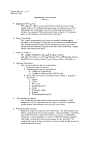 Engineering Data Analysis Activity 1: Survey Plan
