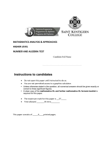 IB HL Mathematics Number & Algebra Test