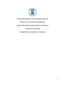 Marketing Management Course Outline MKM-411