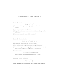 Mathematics 1 Mock Midterm 2 Exam