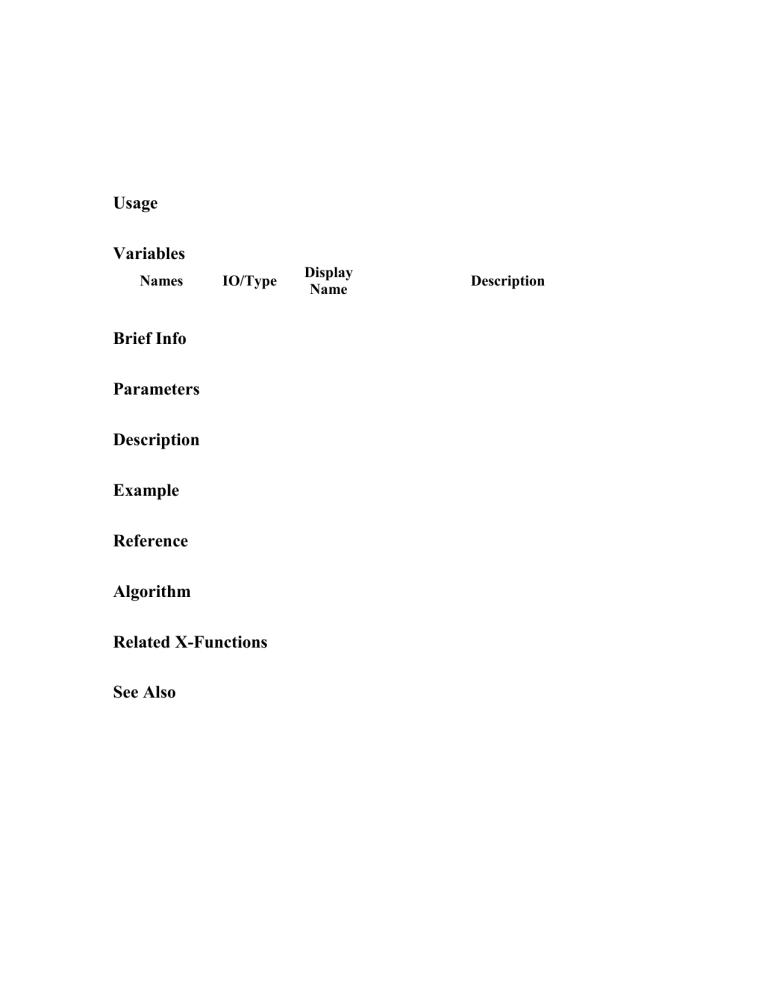 Technical Function Reference Template