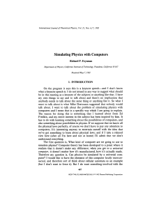 Simulating Physics with Computers by Feynman