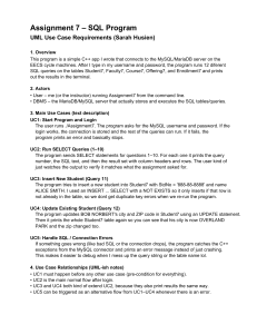 Assignment 7 SQL Program UML Use Case Requirements