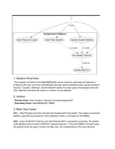 Assignment 7 SQL Program UML Use Case Requirements
