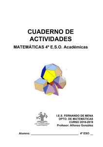 Cuaderno de Actividades Matem&aacute;ticas 4&ordm; ESO Acad&eacute;micas