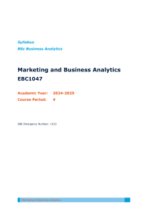 Marketing and Business Analytics Syllabus EBC1047 2024-2025