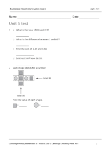 Cambridge Primary Mathematics Stage 5 Unit 5 Test