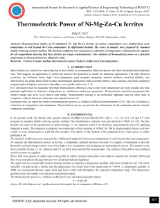 Thermoelectric Power of Ni-Mg-Zn-Cu Ferrites Research