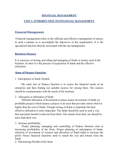 Introduction to Financial Management Unit 1